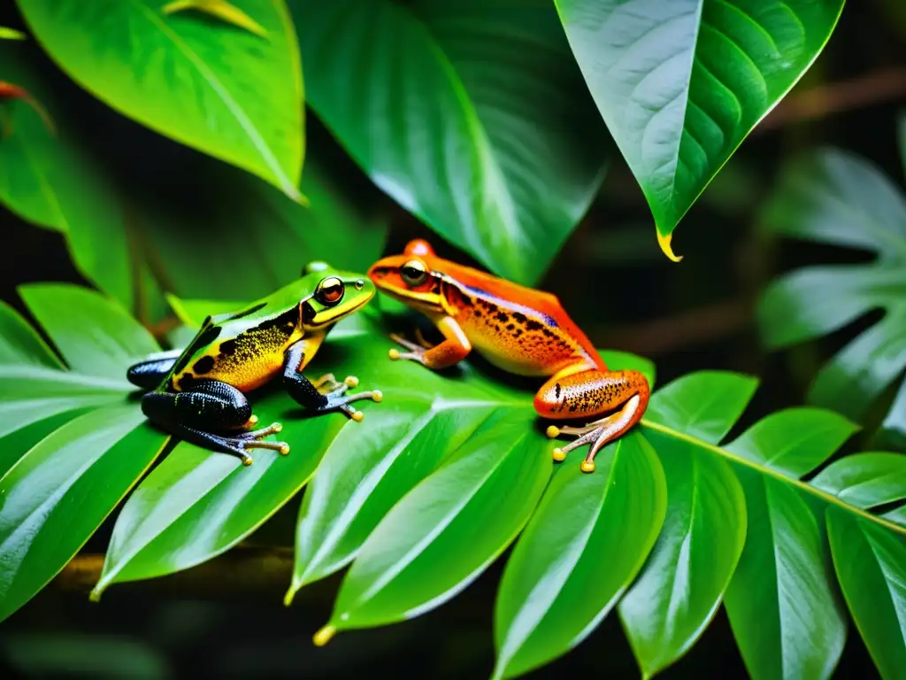 Un impresionante ritual de apareamiento de anfibios en la exuberante lluvia del bosque tropical