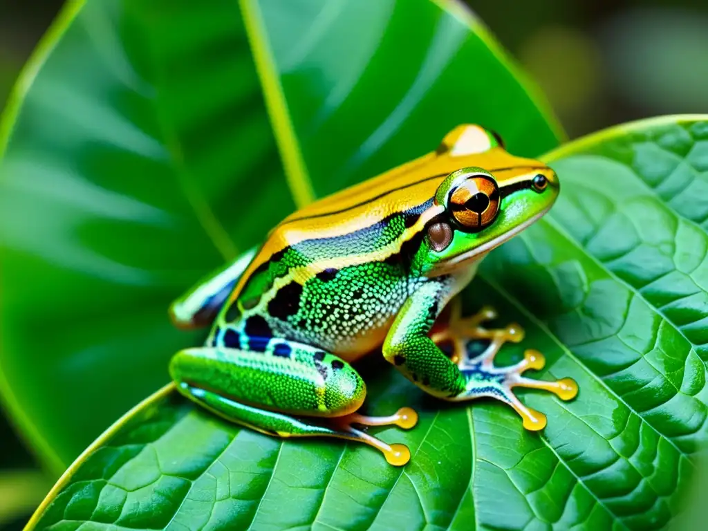 Increíble rana arbórea en la selva tropical