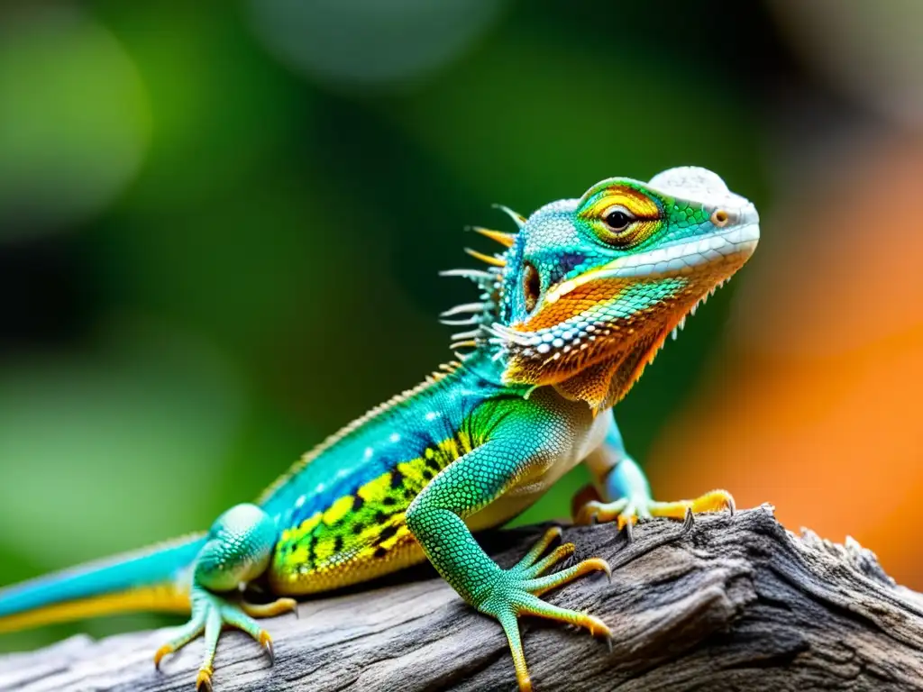 Un intrépido lagarto macho defiende su territorio, mostrando colores vibrantes y comportamiento agresivo