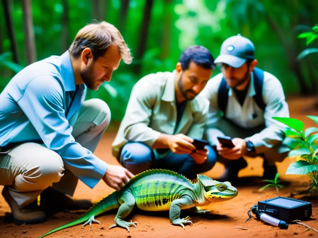 Investigadores aplican innovaciones tecnológicas en conservación de reptiles en su hábitat natural, contrastando modernidad y naturaleza