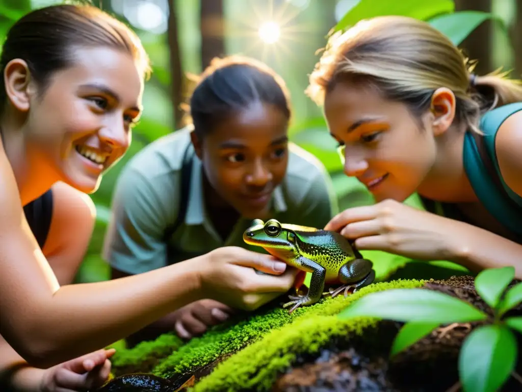 Jóvenes conservacionistas liberan anfibio en su hábitat natural