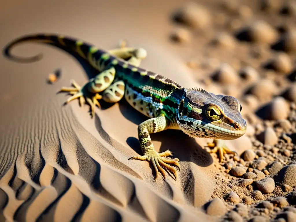 Un lagarto camuflado en un paisaje desértico