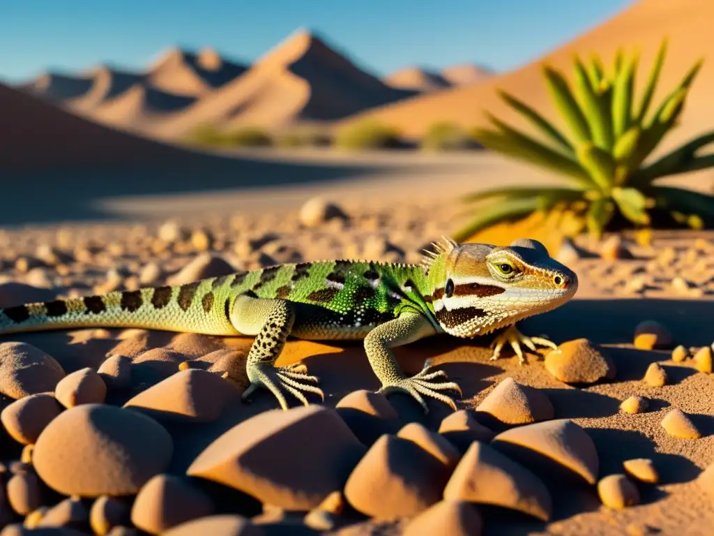 Un lagarto camuflado entre las rocas del desierto, mostrando adaptaciones extremas de lagartos para sobrevivir