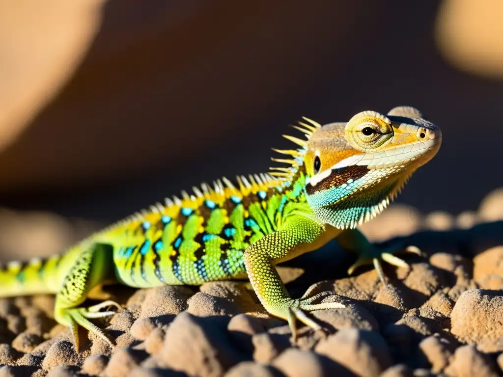 Un lagarto del desierto muestra estrategias de termorregulación para sobrevivencia, con sus escamas al sol