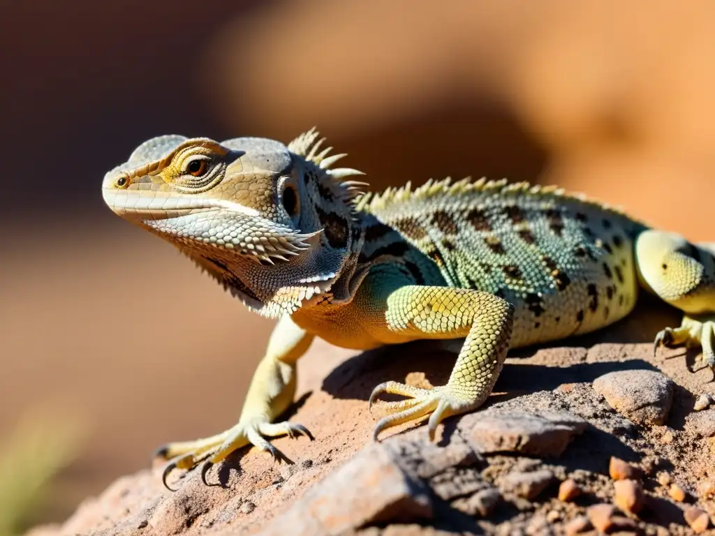 Un lagarto en el desierto muestra señales de deshidratación, con los ojos cerrados y la boca entreabierta bajo el sol abrasador