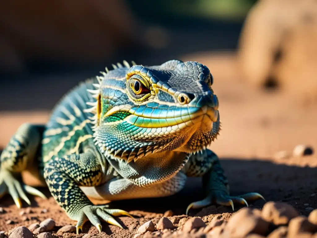 Un lagarto monitor despliega posturas y movimientos reveladores en su hábitat natural rocoso