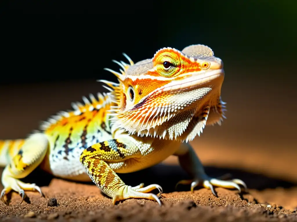 Bearded dragon captura grillo con su larga lengua pegajosa