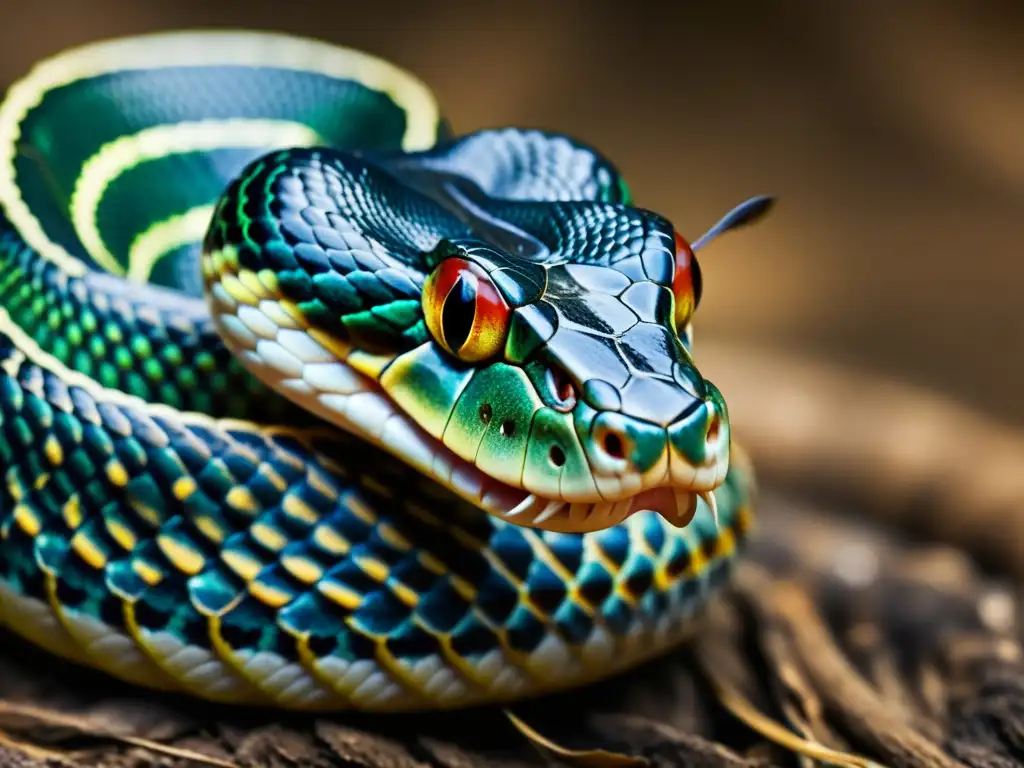 'La lengua bífida de la serpiente captada en detalle, revelando su función sensorial especializada