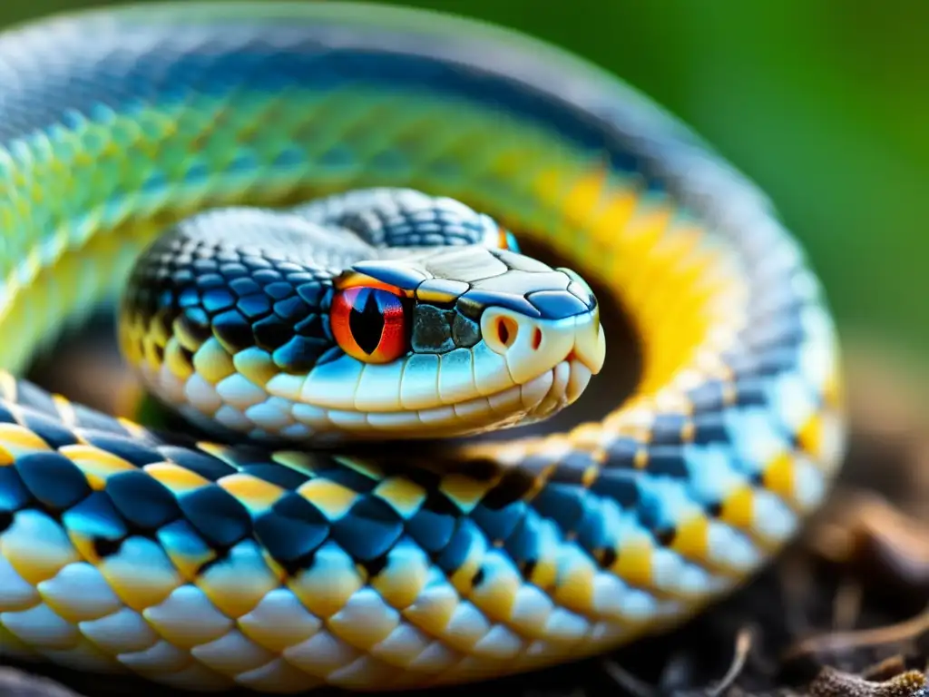 Fotografía de alta resolución de la lengua bífida de una serpiente, destacando su función sensorial y adaptaciones evolutivas para la supervivencia