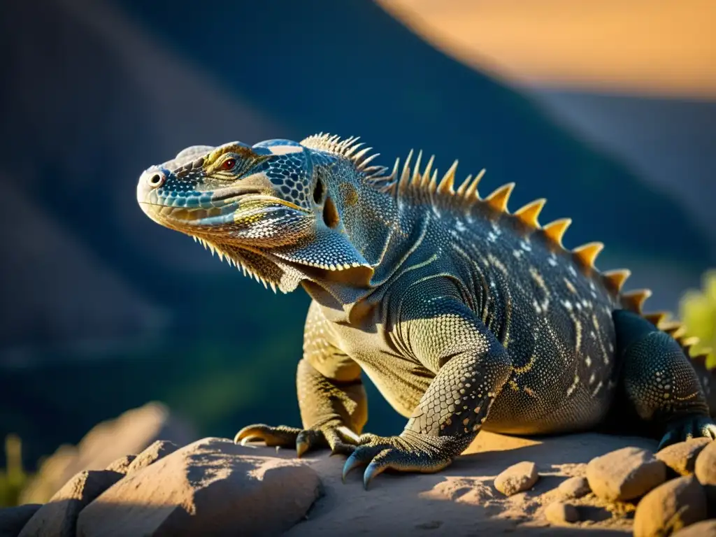 Imponente y majestuoso dragón de Komodo, especie de reptiles más grandes, destaca en su hábitat natural rocoso bajo el sol