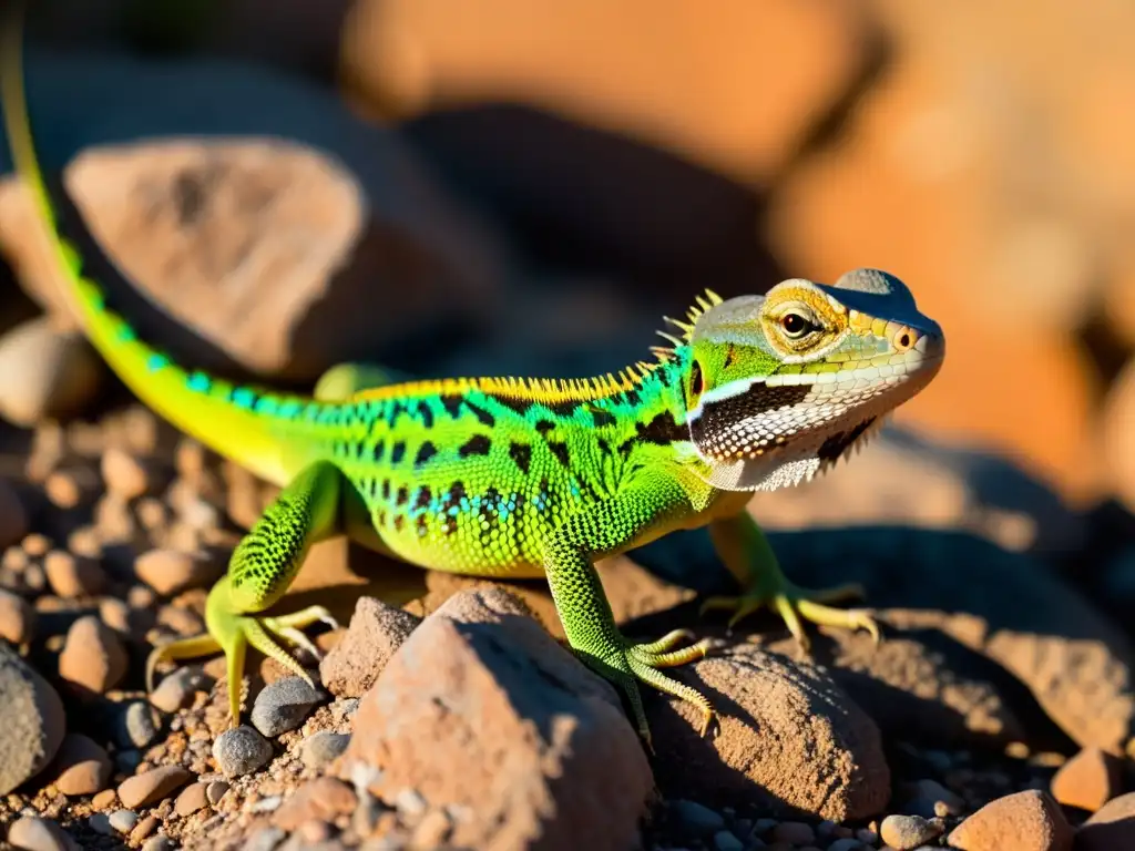 Un majestuoso lagarto en su hábitat natural, resaltando la importancia de la conservación de especies en peligro