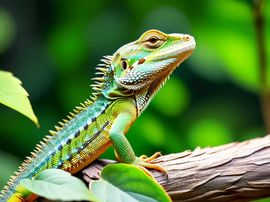 Un majestuoso lagarto mudando su piel en su hábitat natural, entre exuberante vegetación