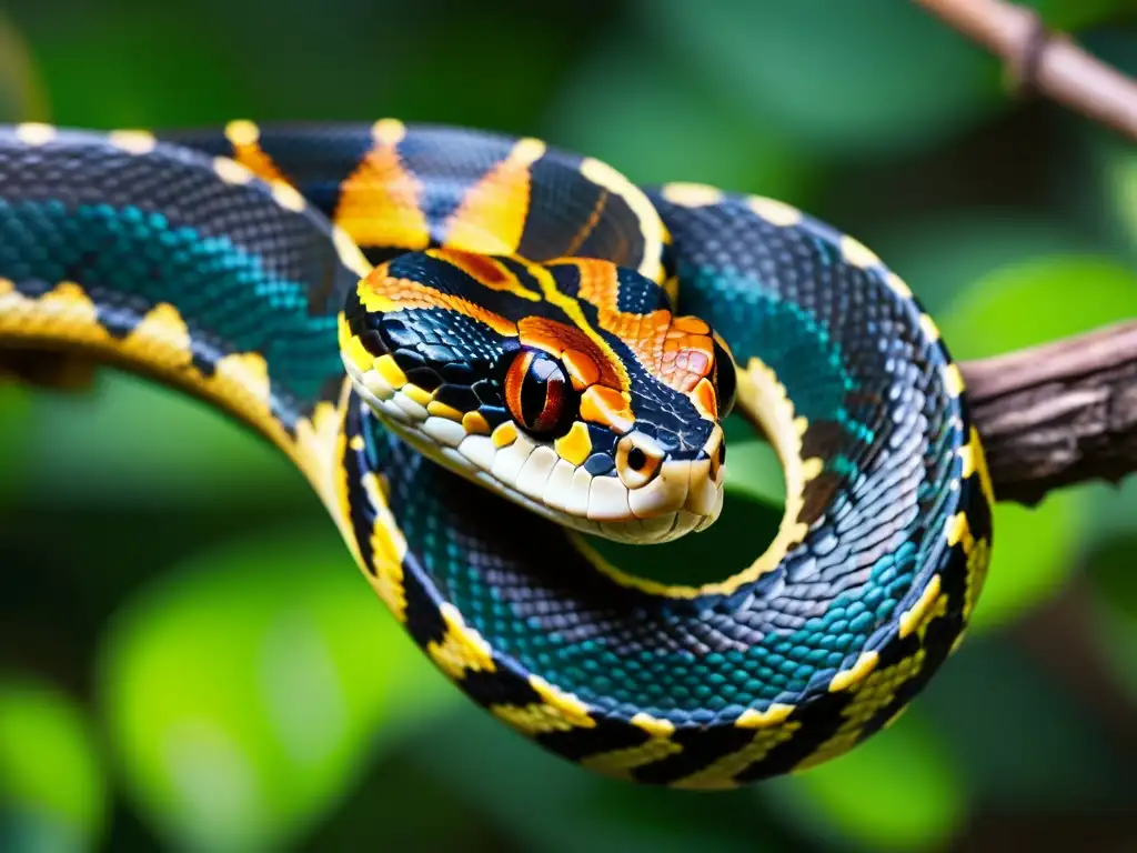 Un majestuoso reptil venenoso en su hábitat natural, transmitiendo la belleza y el poderío de la naturaleza