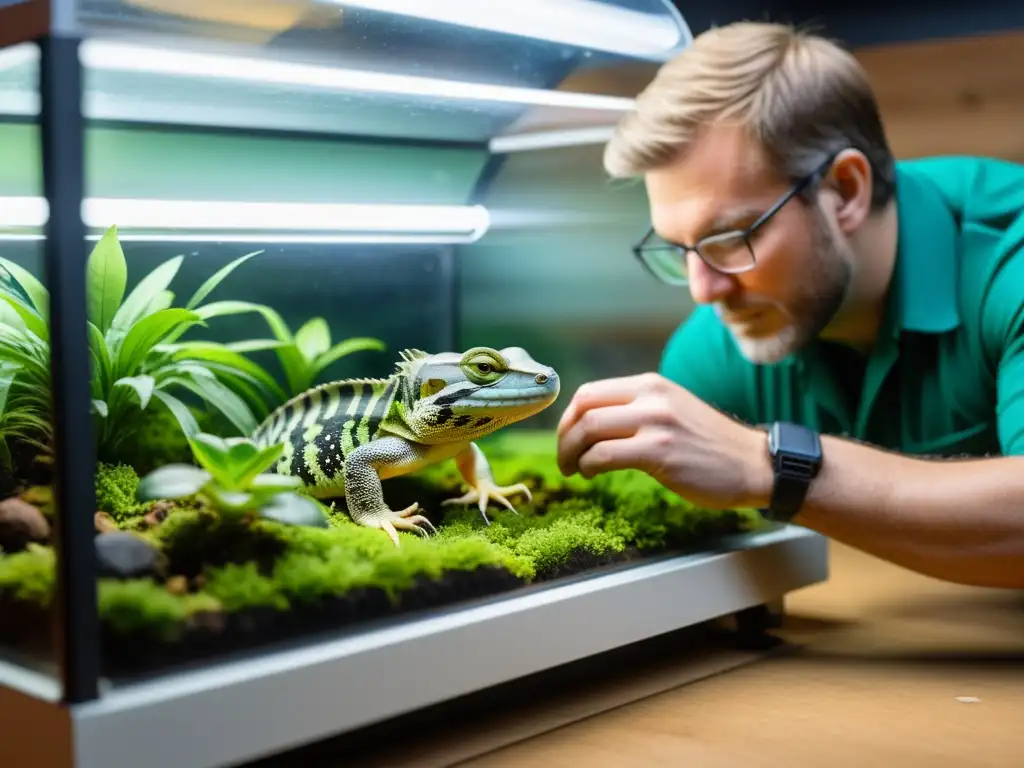 Manejo de reptiles en cautiverio: cuidados meticulosos en terrario invernal, con reptiles bajo simulación invernal