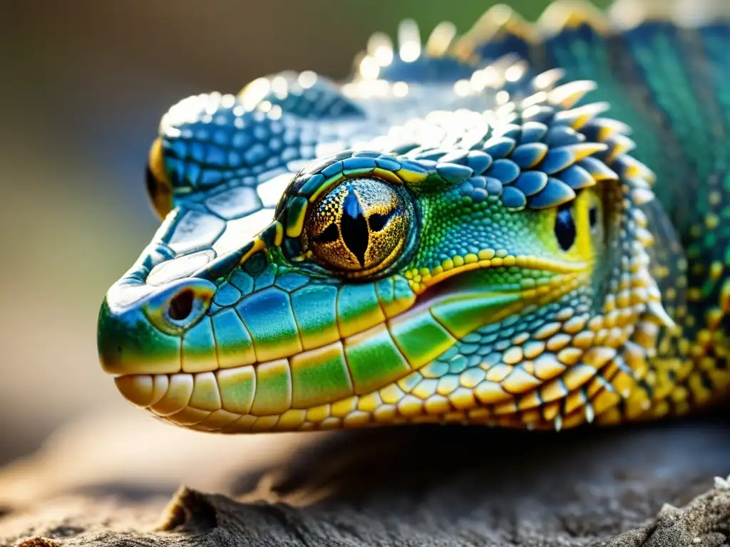 Mantenimiento adecuado garras reptiles: Detalle fascinante del pico de un reptil, resaltando sus texturas y brillo