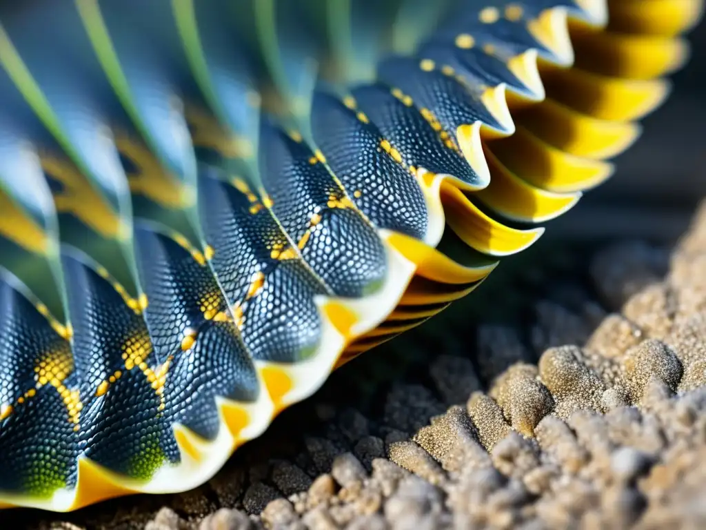 Mantenimiento adecuado garras reptiles: Detalle de la textura y patrones de una garra de reptil, resaltando su belleza y función en su entorno natural