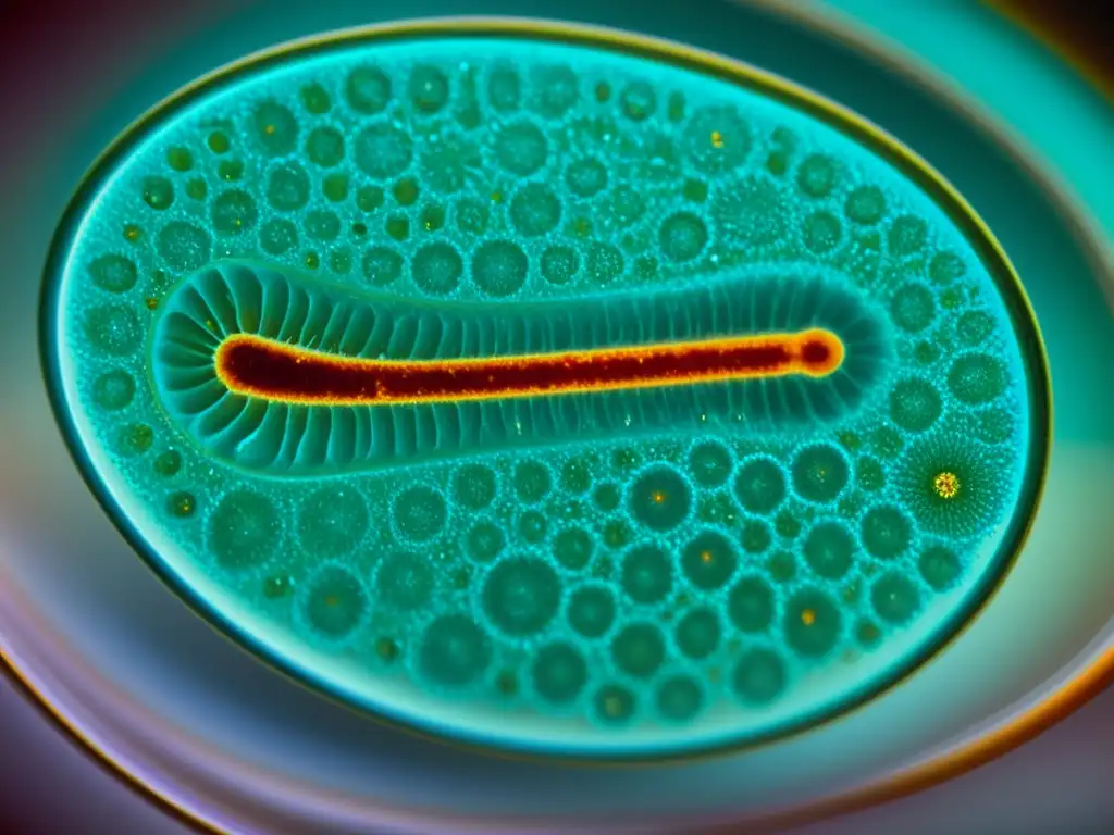 Un microscopio muestra parásitos del sistema digestivo de un lagarto