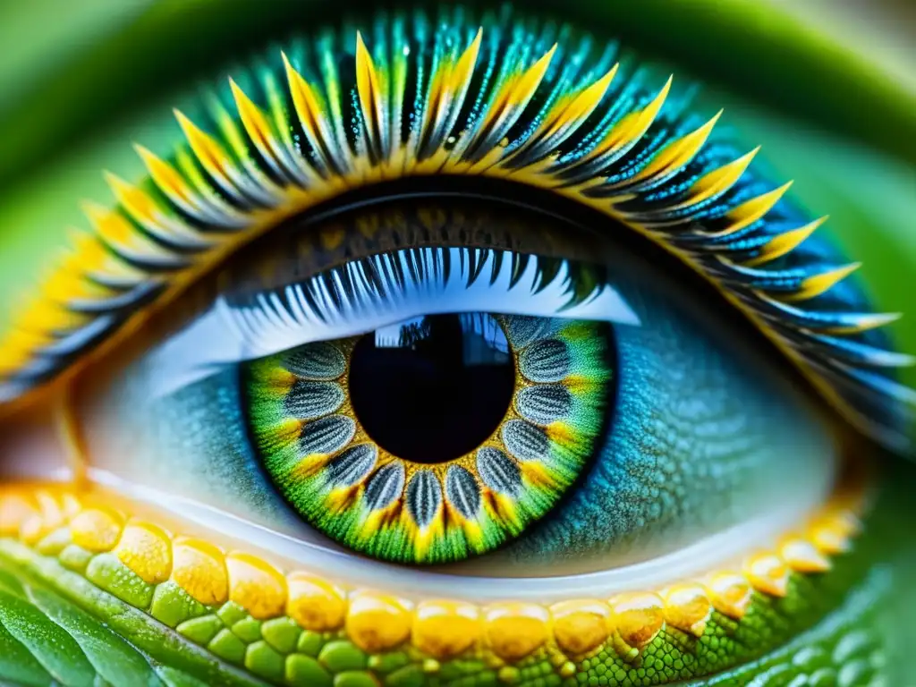 La mirada penetrante de un ojo de reptil revela la textura de las escamas y refleja la vitalidad