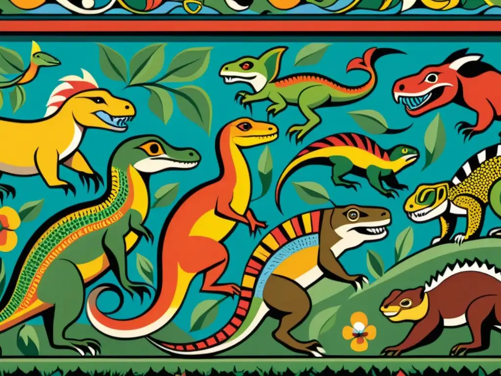 Un mural sudamericano muestra criaturas míticas y reptiles en un vibrante homenaje a las leyendas sudamericanas