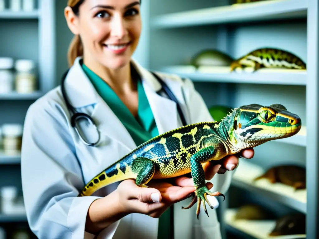 Veterinario administra nuevos medicamentos control parásitos reptiles con precisión científica