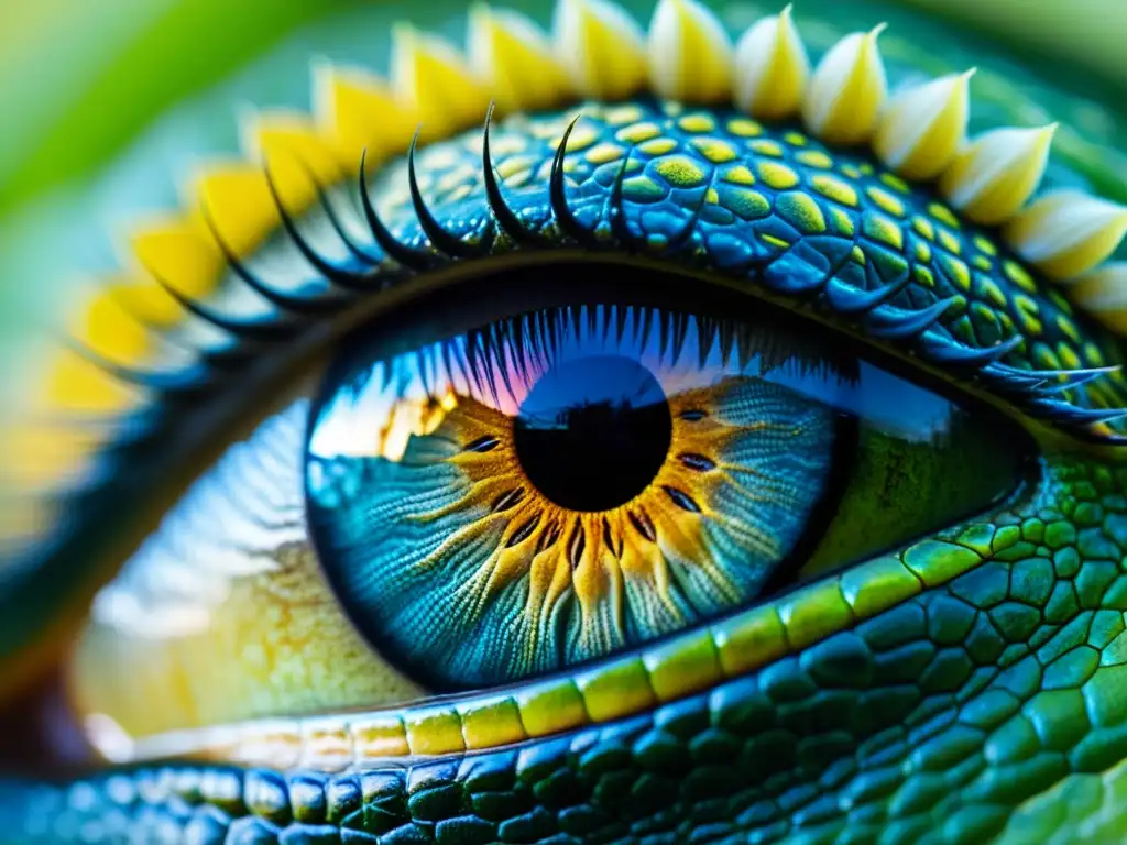 Un ojo de reptil detallado y cautivador, reflejando la intensidad de su mirada