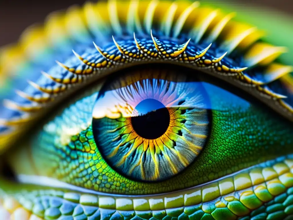 Un ojo de reptil detallado, con patrones e iris vibrantes