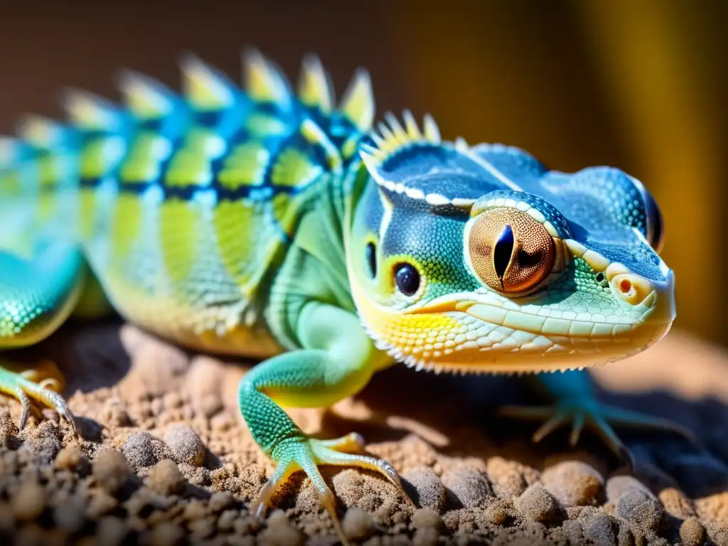 Pequeño reptil recién nacido alimentándose de un insecto, mostrando su piel detallada en una escena natural de madurez y alimentación crías reptiles