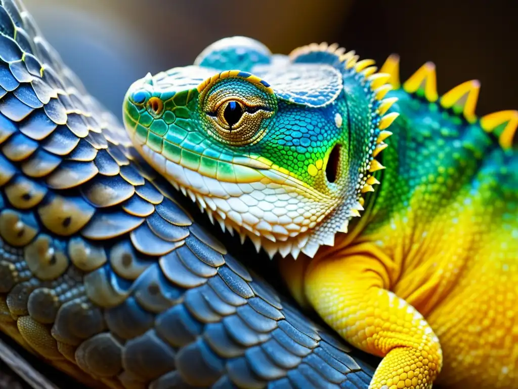 Problemas de muda en reptiles: Detalle de la piel antigua desprendiéndose para revelar la nueva piel vibrante y delicada