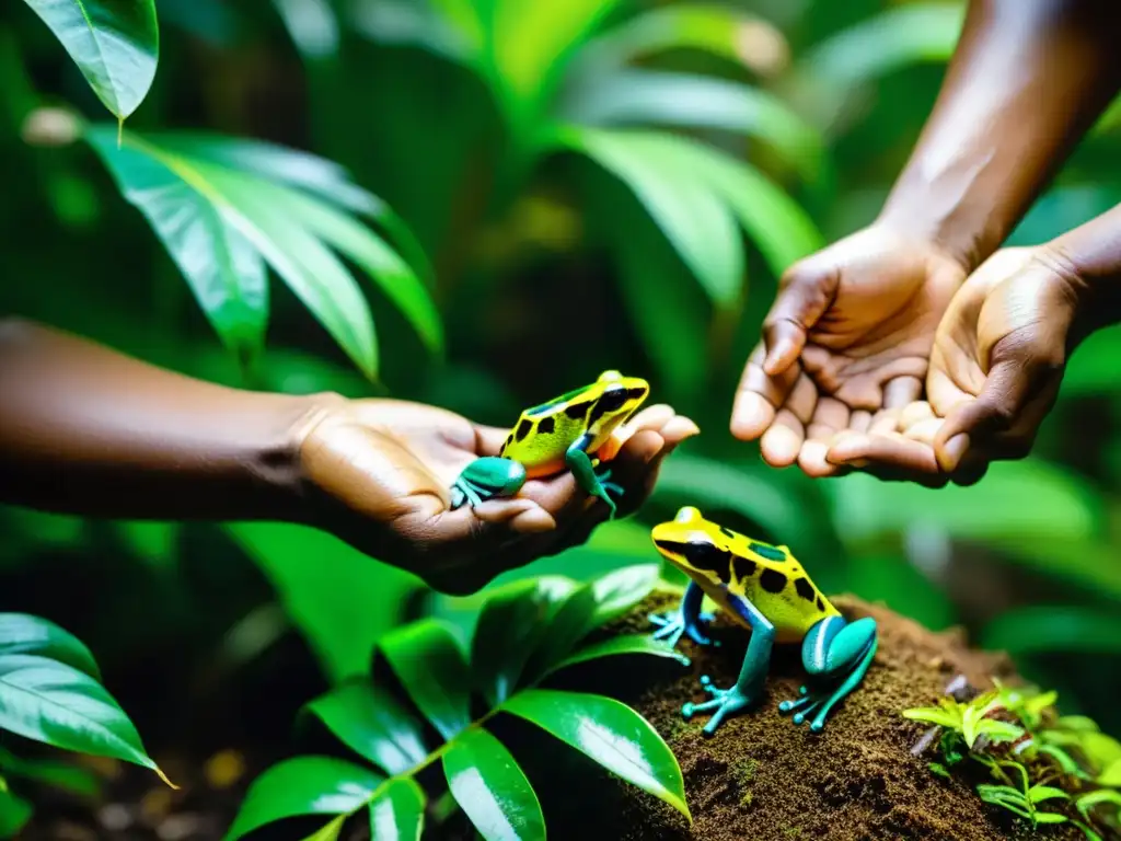 Reintroducción de especies herpetológicas en la comunidad local: liberación de ranas venenosas en la exuberante selva tropical