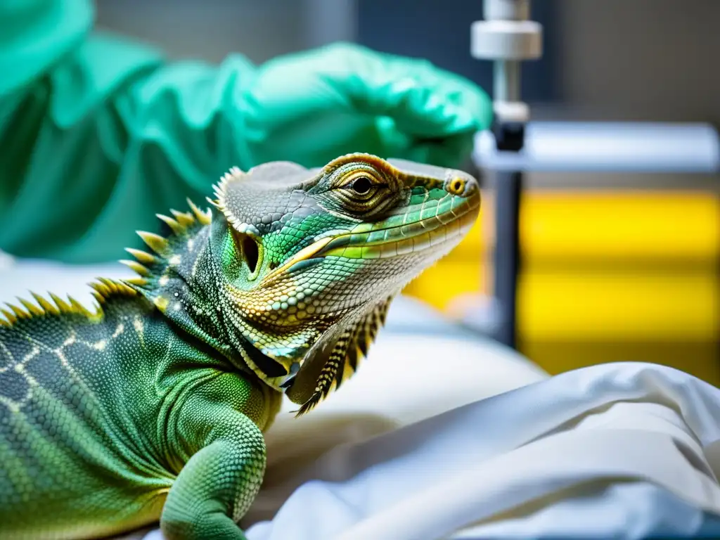 Un reptil en cuidados intensivos es atendido por un veterinario en una unidad especializada para reptiles enfermos