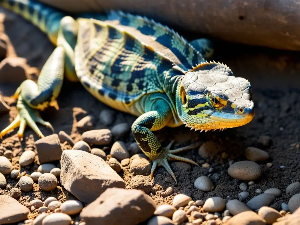 Reptil desatendido en un ambiente sucio y desolado, evidenciando maltrato y malnutrición