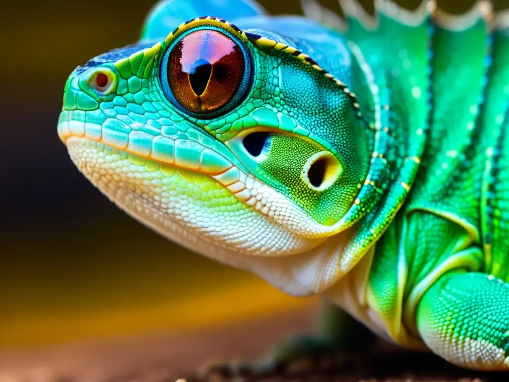 Un reptil captura un grillo con su lengua, mostrando sus escamas y ojo detallados