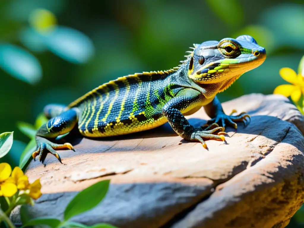 Un reptil nativo descansando en un hábitat protegido