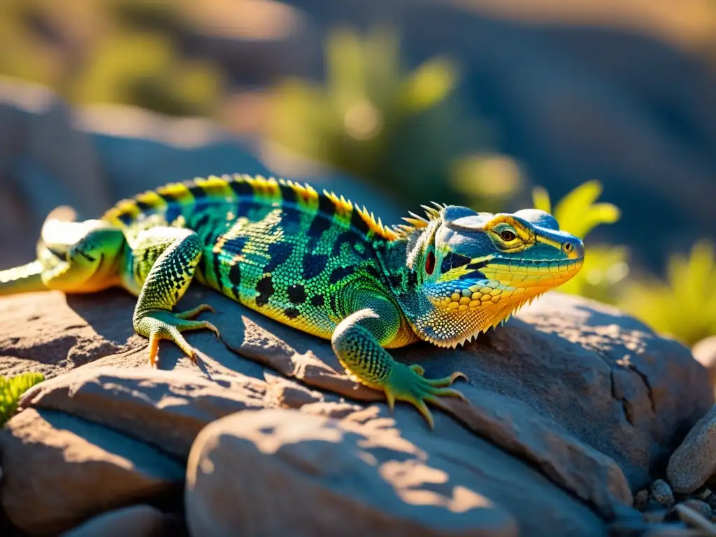 Reptiles adaptados al frío descansando en el sol sobre rocas, mostrando su belleza y resistencia en un entorno gélido