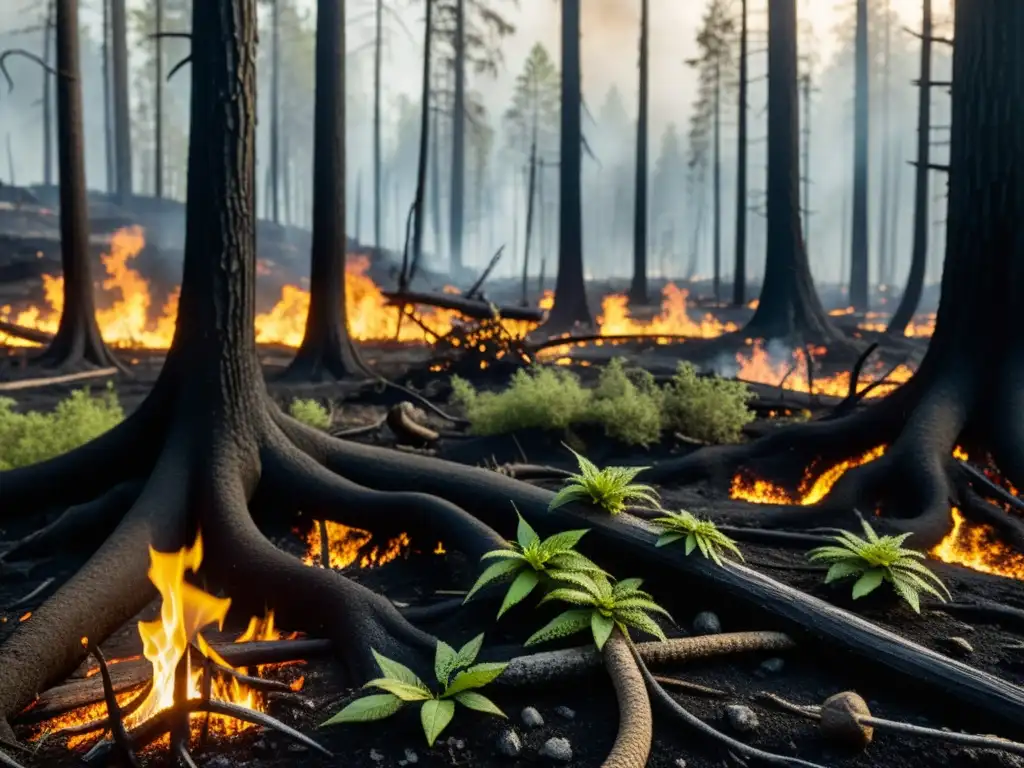 Reptiles y anfibios sobreviven en un bosque carbonizado, mostrando el impacto de los incendios forestales en su hábitat