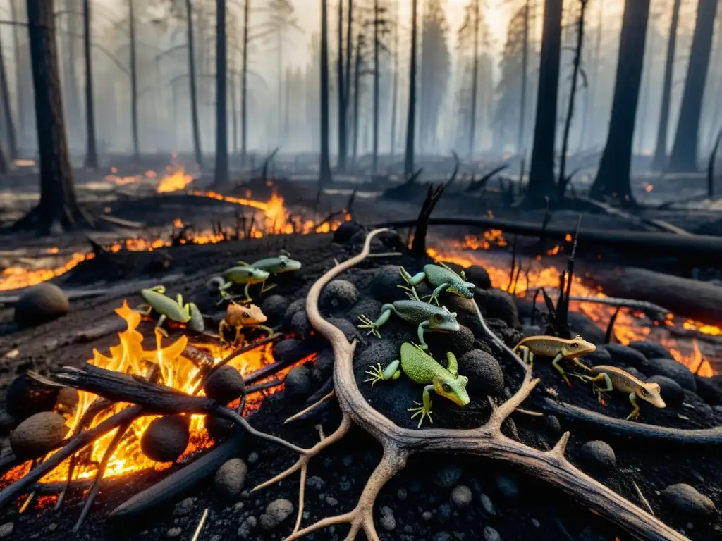 Reptiles y anfibios emergen de bosque quemado, mostrando impacto de incendios en su hábitat