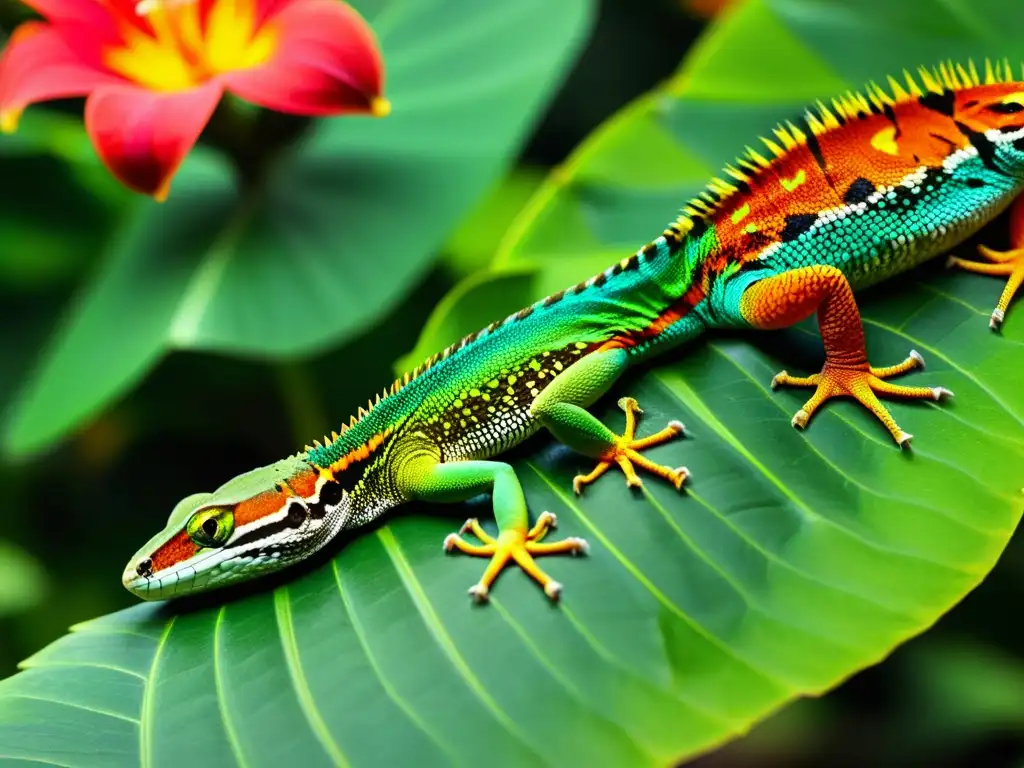 Reptiles tropicales: detallada imagen documental Un retrato inmersivo de vibrantes lagartos en su hábitat natural