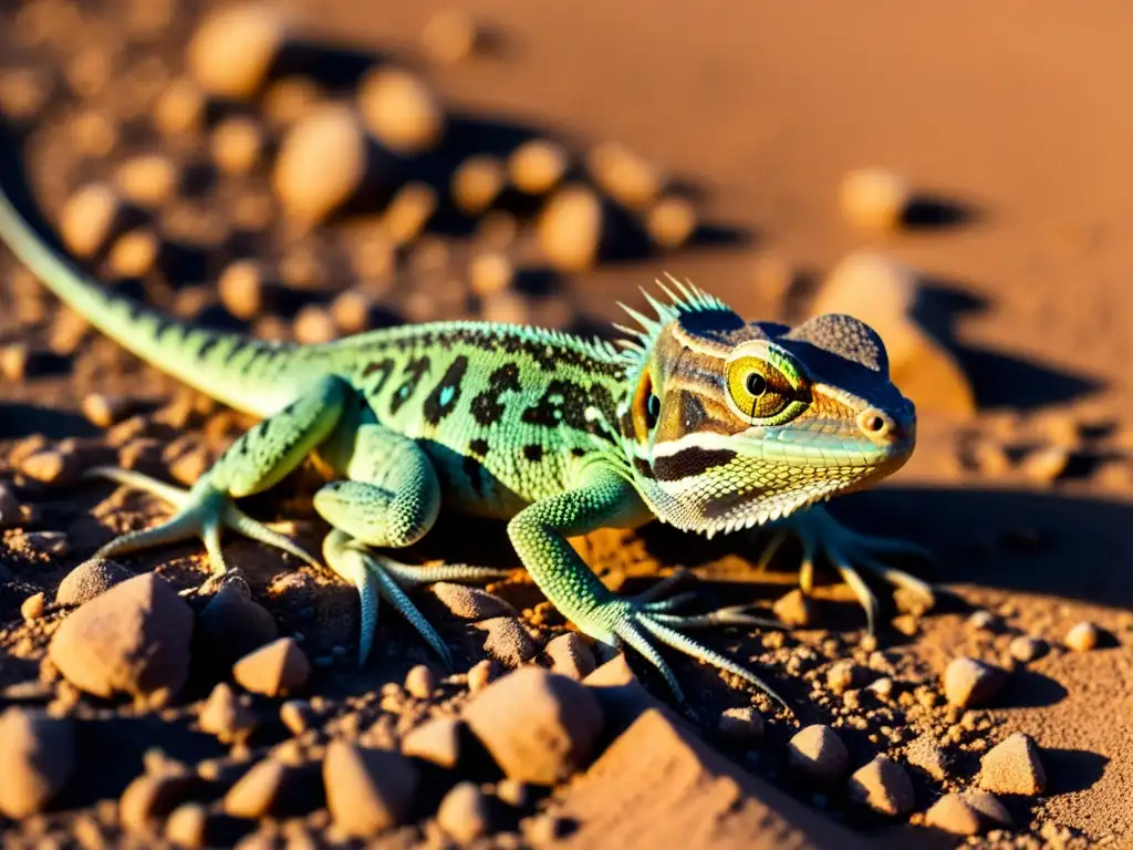 Señales de deshidratación en lagartos: Imagen impactante de un lagarto deshidratado luchando por sobrevivir en un desierto árido