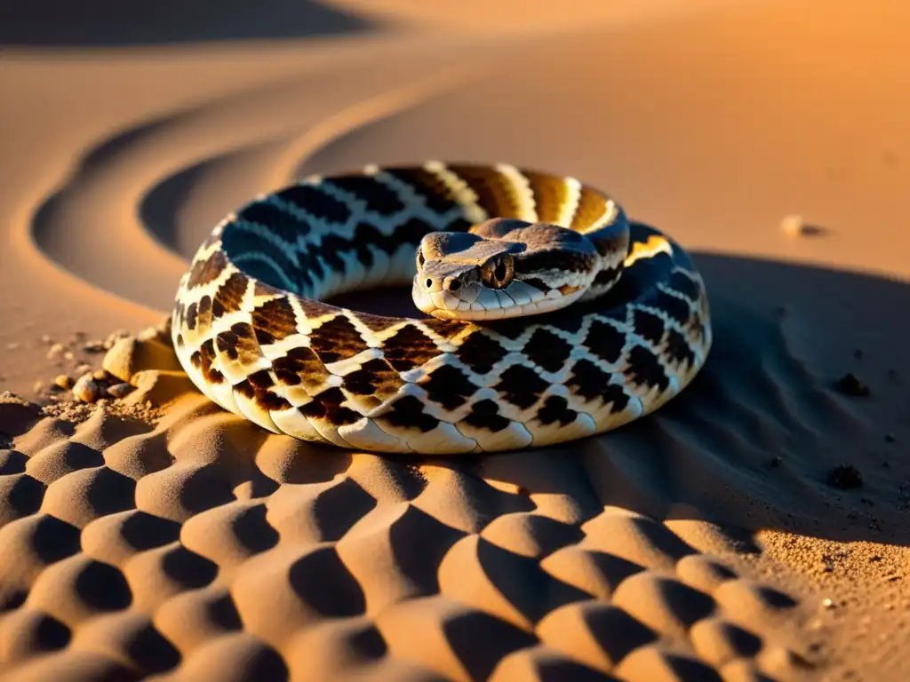 Una serpiente de cascabel del desierto, mostrando sus estrategias de supervivencia y adaptabilidad en el entorno extremo del desierto