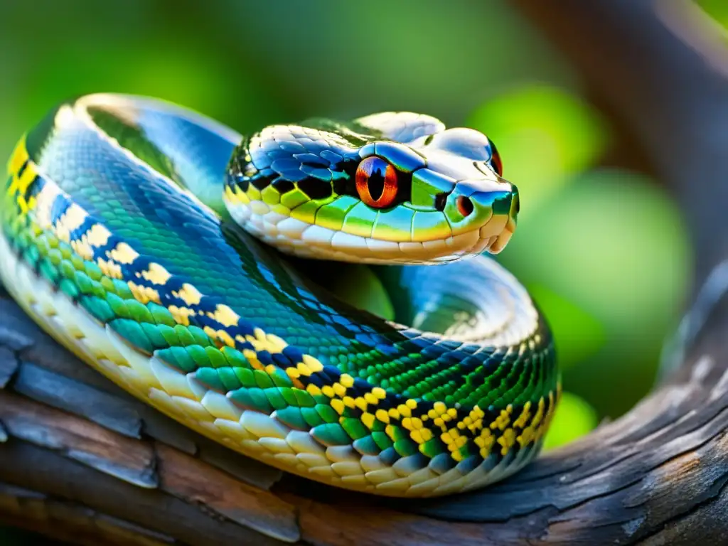 Una serpiente cautiva exhibe su belleza en su hábitat natural, destacando la reproducción serpientes cautiverio conservación