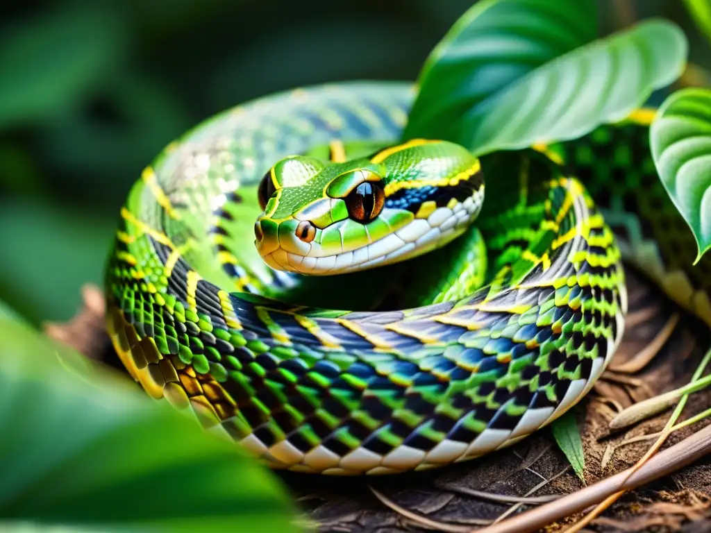 Una serpiente enigmática entre la exuberante vegetación