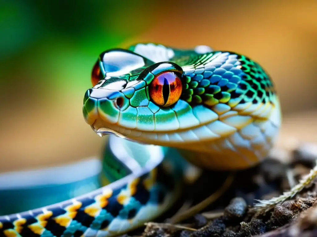 Una serpiente despliega su lengua bífida para explorar su entorno, destacando la textura y movimiento de la lengua