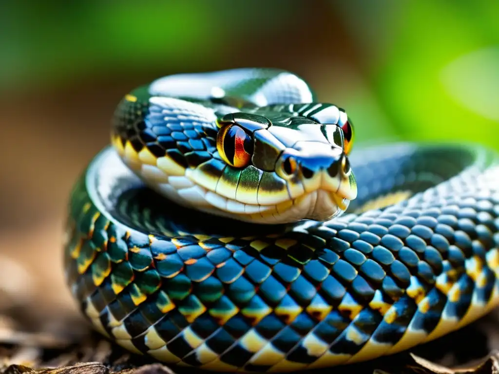 Una serpiente muestra su lengua bífida mientras explora su entorno, resaltando sus métodos de navegación en reptiles