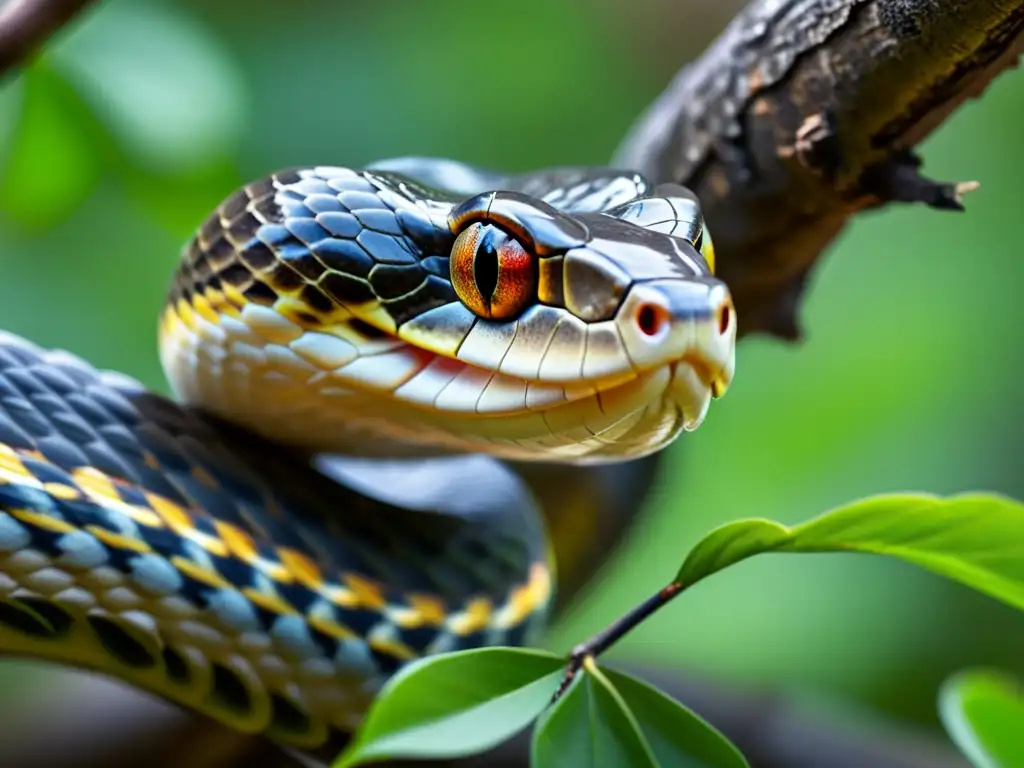 Una serpiente listo para atacar a su presa en su entorno natural