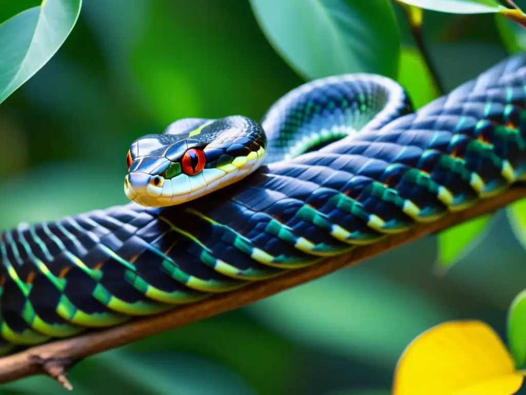 Una serpiente moderna sin patas en su hábitat natural, con escamas detalladas y evolución de las serpientes sin patas