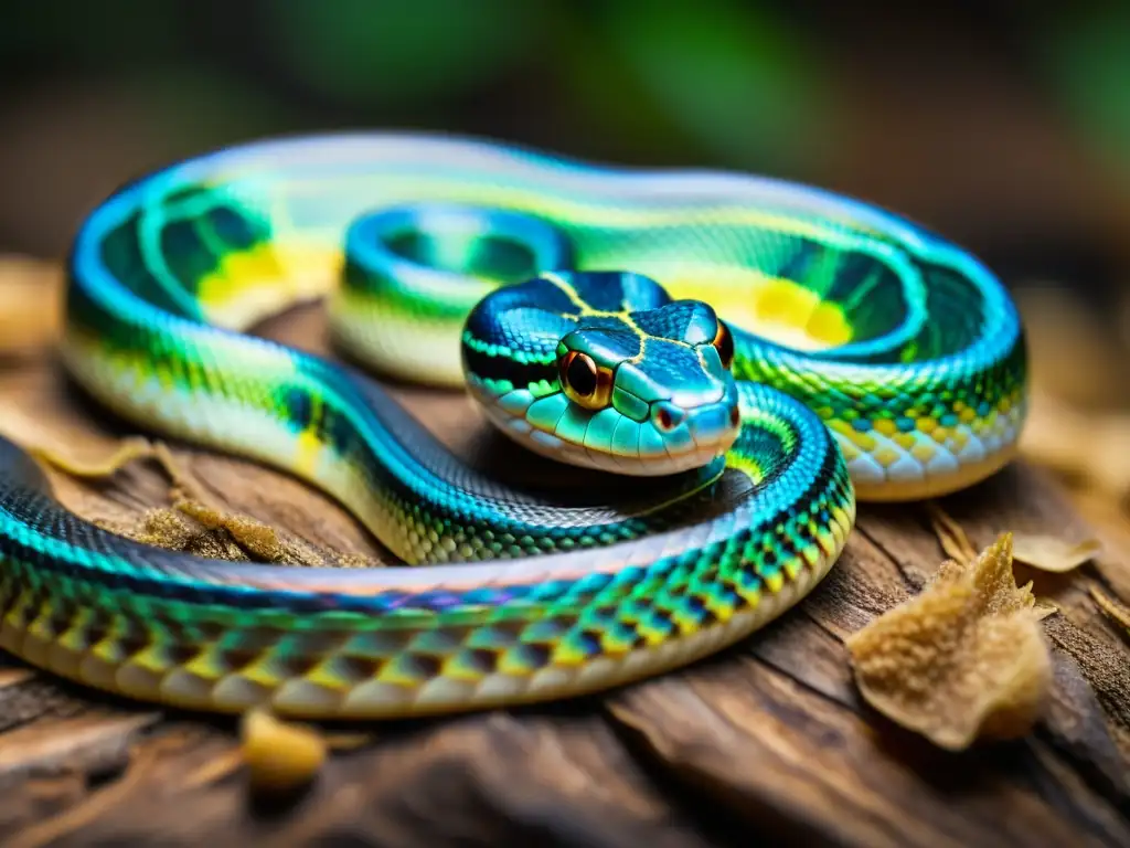 Una serpiente mudando su piel, con detalle y belleza