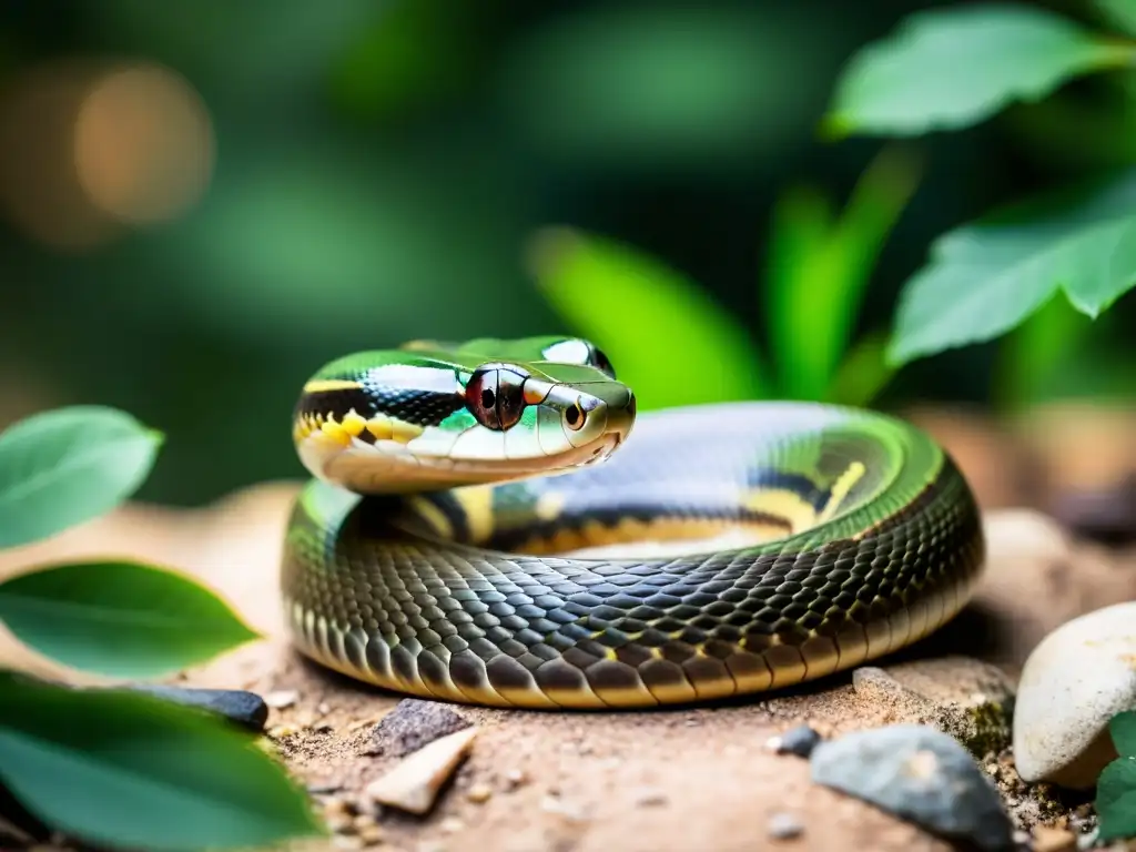 Una serpiente muestra su sistema olfativo avanzado al extender su lengua bífida para capturar partículas de olor en el aire, en un entorno natural