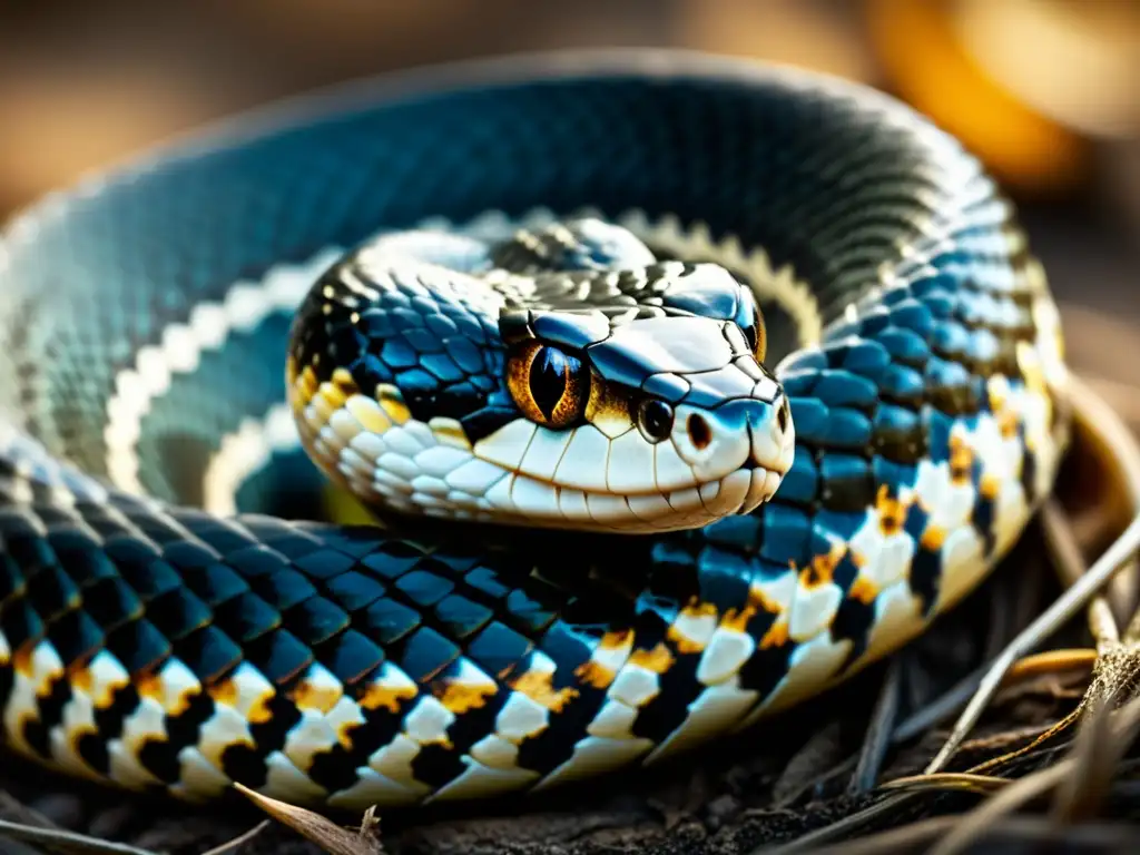 Una serpiente venenosa, con colmillos y veneno visibles, lista para atacar