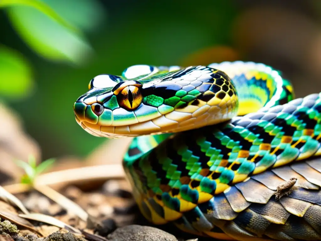 El sol ilumina las escamas de una serpiente mudando su piel, revelando un nuevo brillo