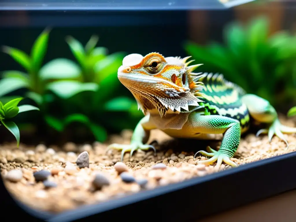 Un terrario espacioso y acogedor con una decoración natural, ideal para preparar hogar llegada reptil